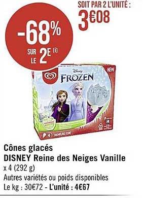 Cônes Glacés Disney Reine Des Neiges Vanille