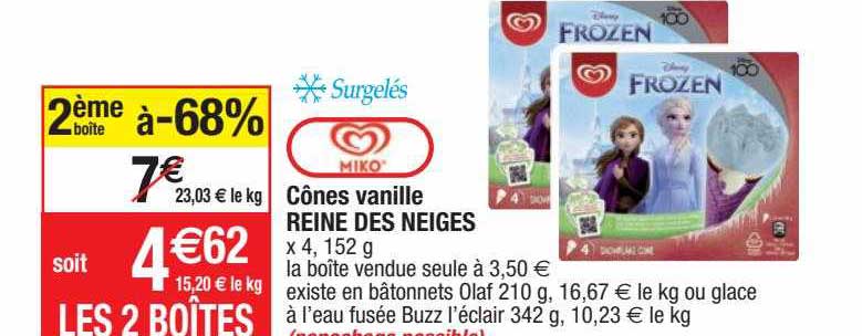 cônes vanille reine des neiges