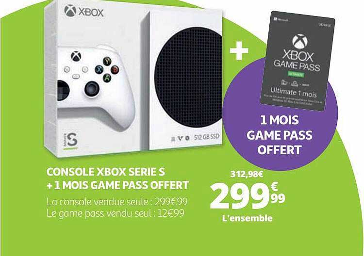 console xbox série s + 1 mois game pass offert