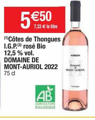 Côtes De Thongues I.g.p Rosé Bio Domaine De Mont-auriol 2022