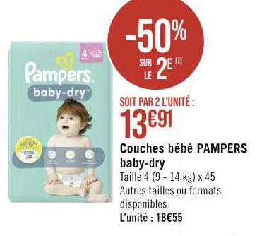 couches bébé pampers baby-dry