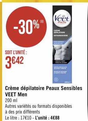 crème dépilatoire peaux sensibles veet men