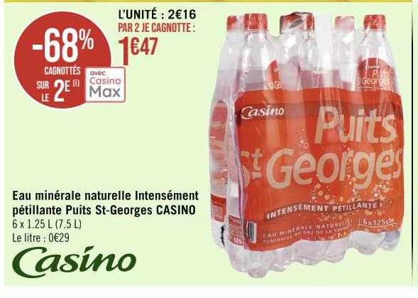 eau minérale naturelle intensément pétillante puits st-georges casino