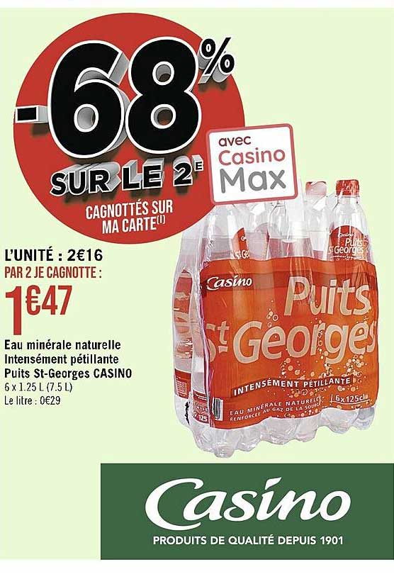 eau minérale naturelle intensément pétillante puits st-georges casino