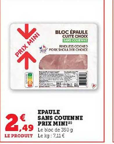 épaule sans couenne prix mini