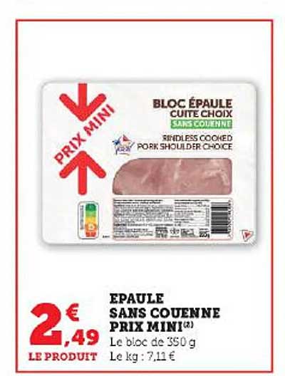 épaule sans couenne prix mini
