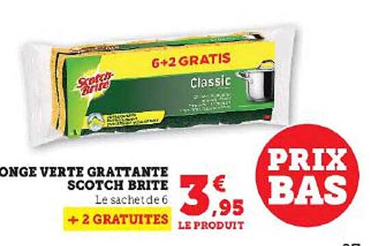 éponge verte grattante scotch brite