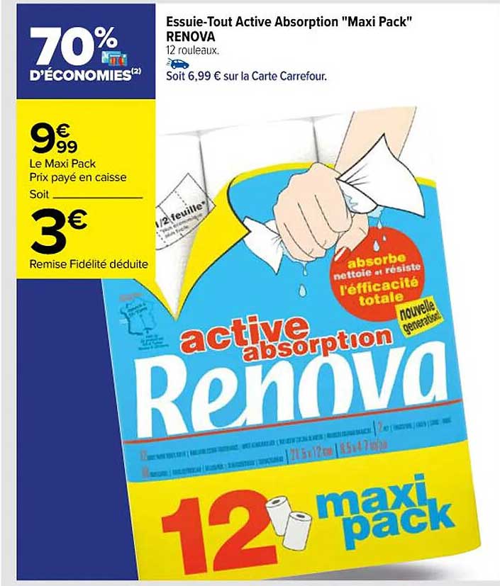 essuie-tout active absorption "maxi pack" renova