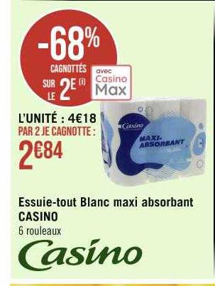 essuie-tout blanc maxi absorbant casino