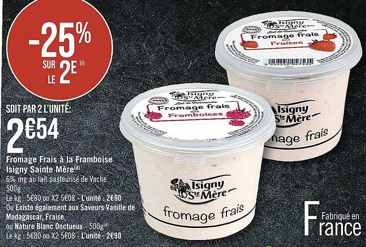 fromage frais à la framboise isigny sainte mère