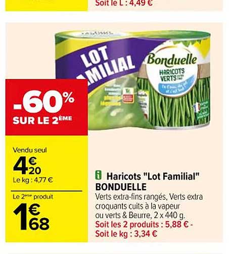 Haricots "lot Familial" Bonduelle