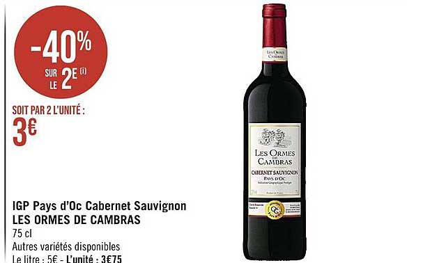 igp pays d'oc cabernet sauvignon les ormes de cambras