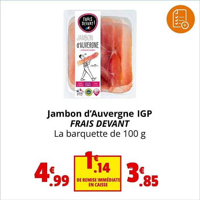 jambon d'auvergne igp frais devant