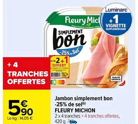 jambon simplement bon de sel fleury michon