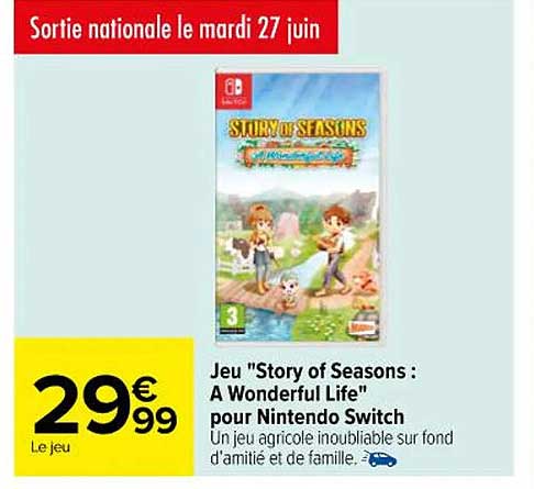 jeu "story of seasons : a wonderful life" pour nintendo switch