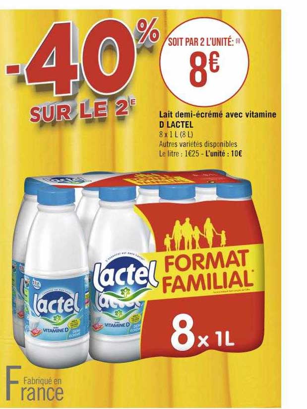 lait demi-écrémé avec vitamine d lactel