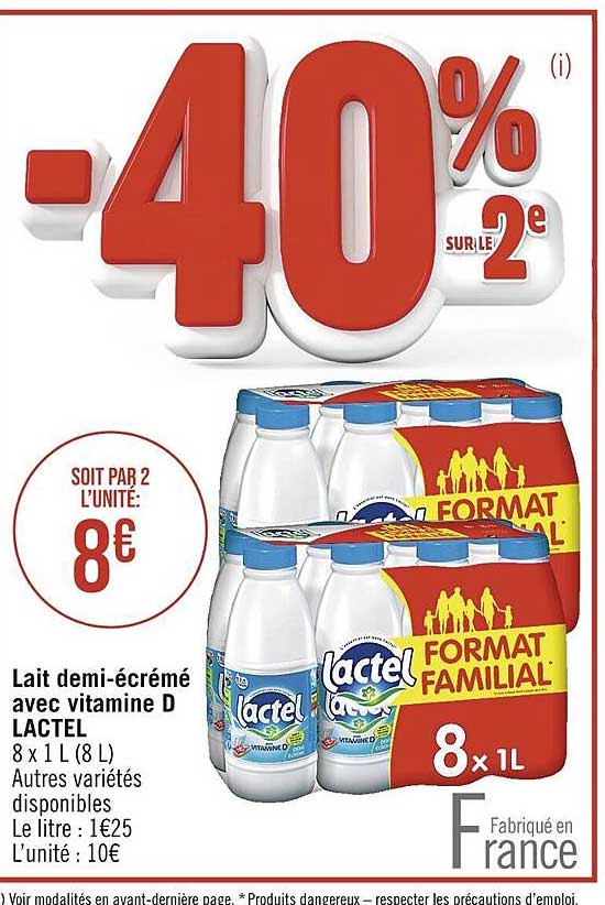 lait demi-écrémé avec vitamine d lactel