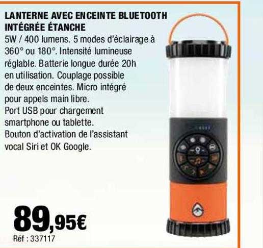 lanterne avec enceinte bluetooth intégrée étanche