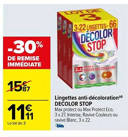 lingettes anti-décoloration decolor stop