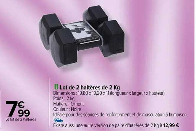 lot de 2 haltères de 2 kg