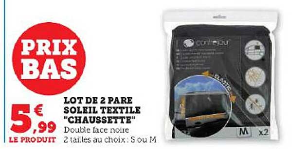 lot de 2 pare soleil textile "chaussette"