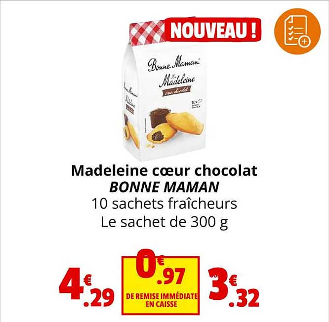 madeleine cœur chocolat bonne maman