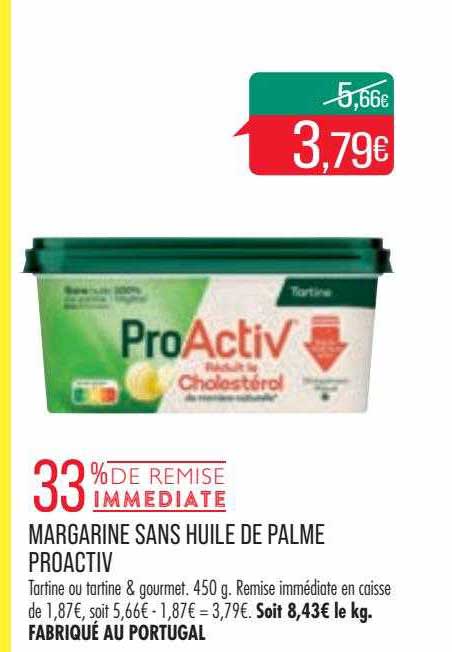 margarine sans huille de palme proactiv