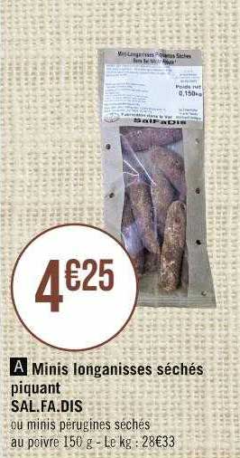 minis longanisses séchés piquant sal.fa.dis