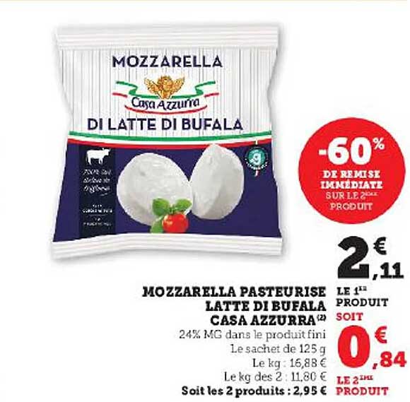mozzarella pasteurise latte di bufala casa azzurra