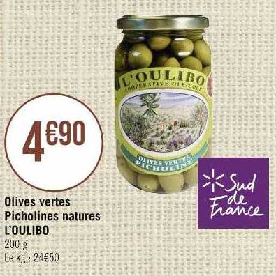 Olives Vertes Picholines Nature L'oulibo