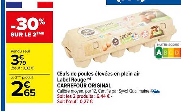 œufs de poules élevées en plein air label rouge carrefour original