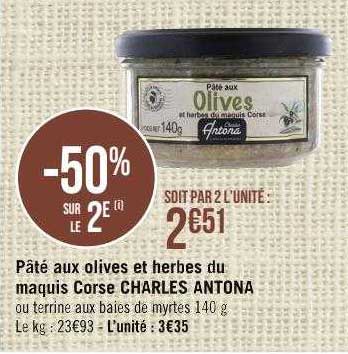 pâté aux olives et  herbes du maquis corse charles antona