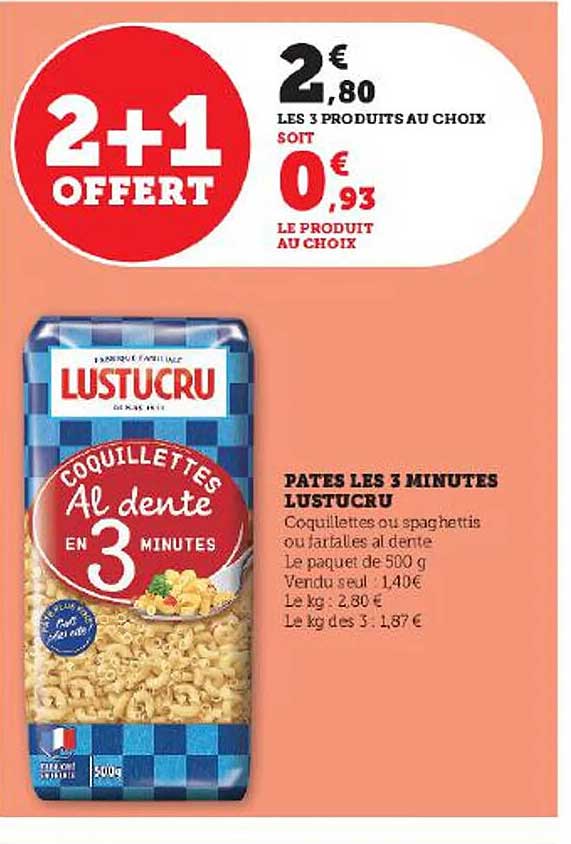 Pâtes Les 3 Minutes Lustucru