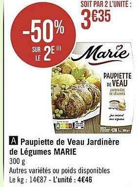 Paupiette De Veau Jardinière De Légumes Marie
