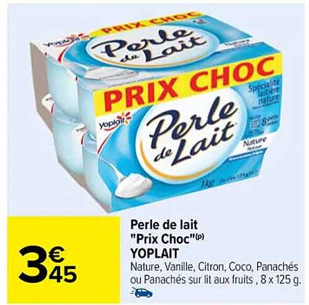 perle de lait "prix choc" yoplait