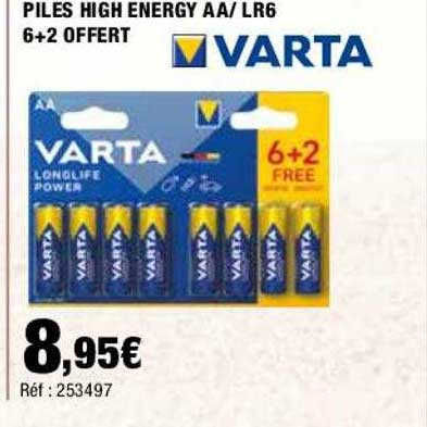piles high energy aa-lr6 6+2 offert varta