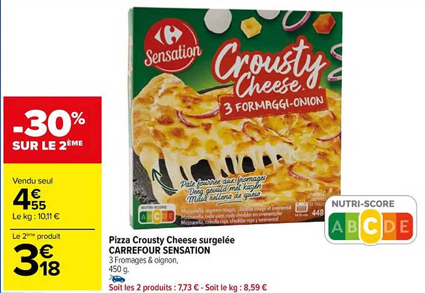 Pizza Crousty Cheese Surgelée Carrefour Sensation