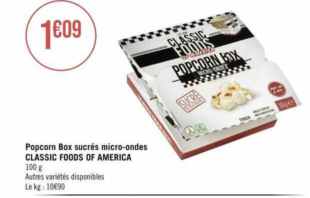 popcorn box sucrés micro-ondes classic foods of america