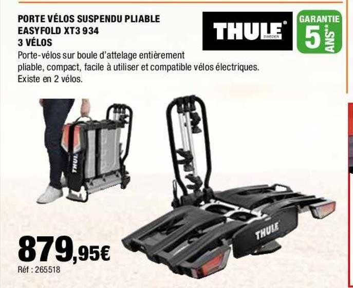 porte vélos suspendu pliable easyfold xt3 934 3 vélos thule