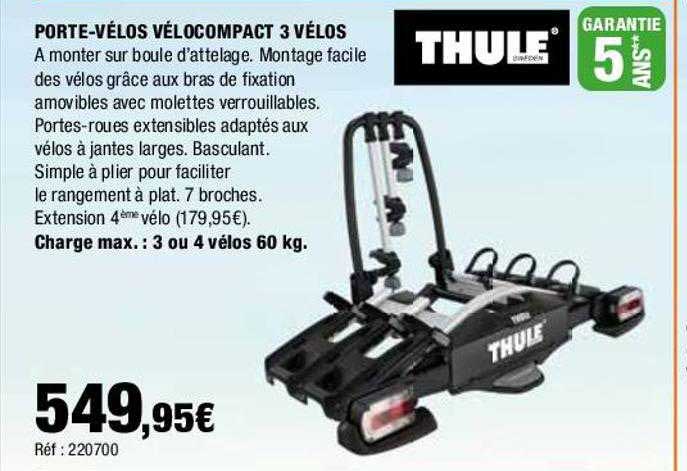 porte-vélos vélocompact 3 vélos thule