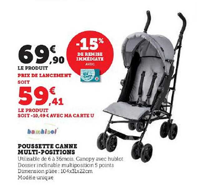 poussette canne multi-positions bambisol
