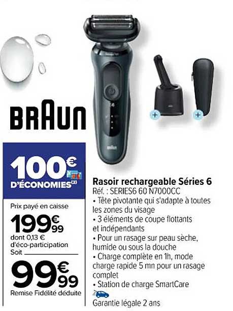 rasoir rechargeable séries 6 braun