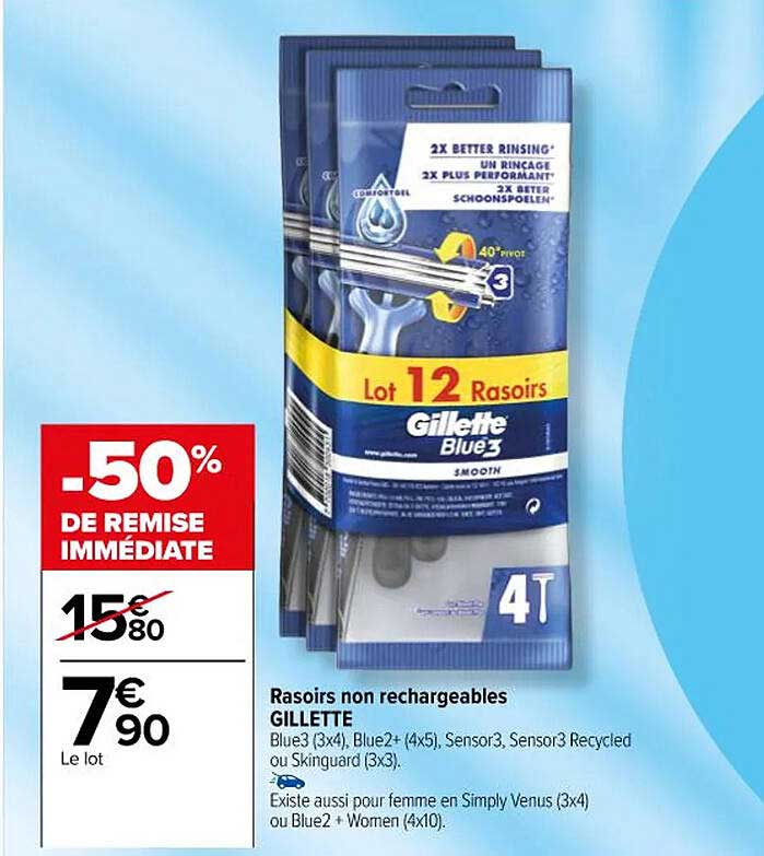 rasoirs non rechargeables gillette