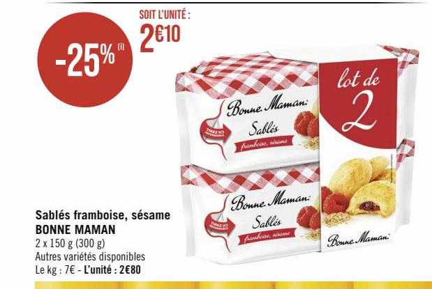 sablés framboise, sésame bonne maman