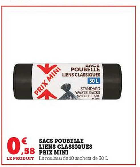 sacs poubelle liens classiques prix mini