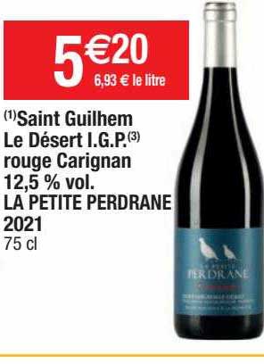 saint guilhem le désert i.g.p. rouge carignan la petite perdrane 2021