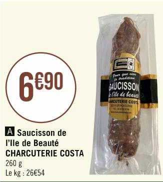 saucisson de l'île de beauté charcuterie costa