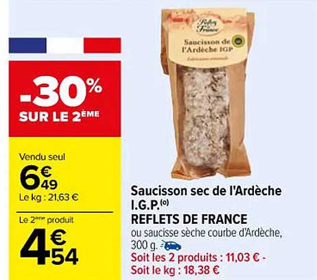 saucisson sec de l'ardèche i.g.p. reflets de france