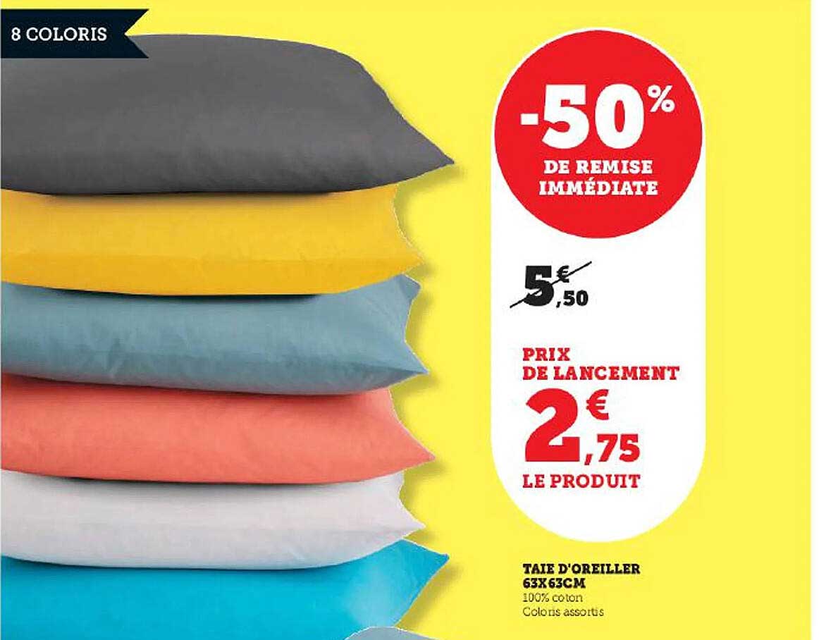 taie d'oreiller 63 x 63 cm