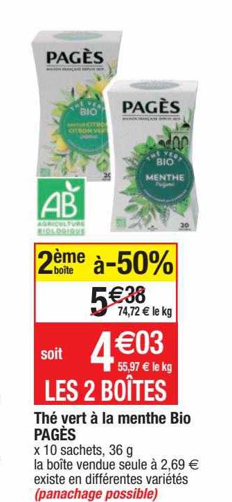 Thé Vert à La Menthe Bio Pagès